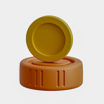 recommend clip art: Modern abstract sculpture with circular geometric shapes on white background