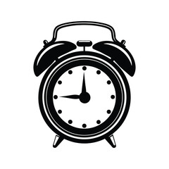 Obraz premium Alarm clock icon silhouette vector with white background