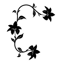 Black and white illustration of mandevilla , flower silhouette vector designs.