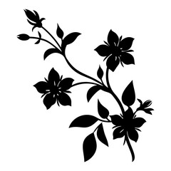 Black and white illustration of mandevilla , flower silhouette vector designs.