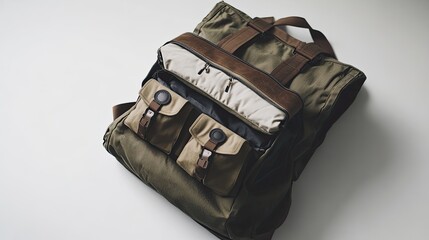 Fototapeta premium Stylish and Durable Backpack with Multiple Pockets for Everyday Use