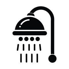 black shower icon on white background