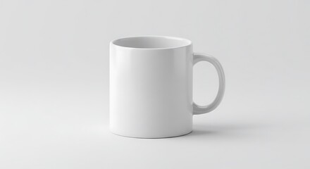 Fototapeta premium Simple White Ceramic Mug on a Seamless Plain Background, Minimalist Still Life.