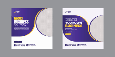 Set of editable social media post and web banner design for corporate business marketing agency, promotional advertising template for social media story design