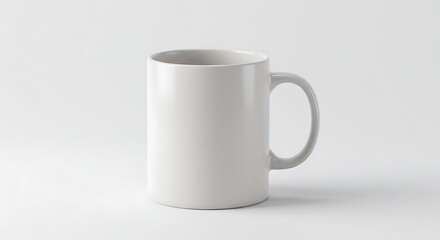 Fototapeta premium Simple White Ceramic Mug, Clean Studio Lighting, Isolated on White Background.
