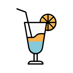 Cocktail Drink with Side Glass Icon Design