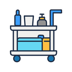 Housekeeping Trolley with Supplies Icon Design