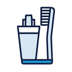 Obraz premium Toothbrush and Toothpaste in Holder Icon Design