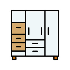 Wardrobe Closet with Drawers Icon Design
