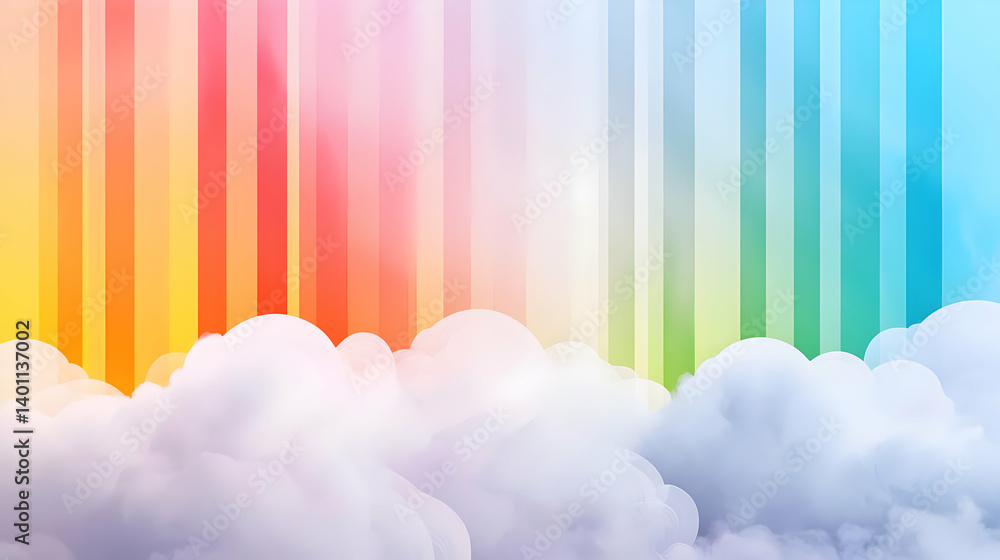Poster rainbow stripe background with clouds