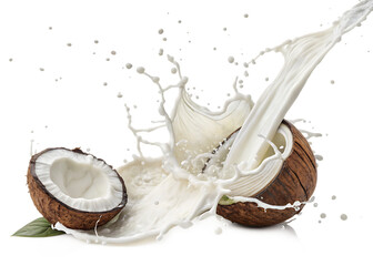twisted milk or coconut milk splash isolated on white background PNG. GENERATIVE AI