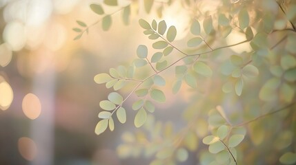 Obraz premium Ultra-HD Soft Natural Light Bokeh Background with Pastel Green, Cream, and Rose Tones for a Calm, Serene, and Harmonious Mood