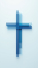Obraz premium A pixelated cross on a gray background with a blurred background.