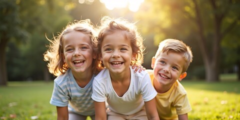 Fototapeta premium moment of joy - children playing outdoor