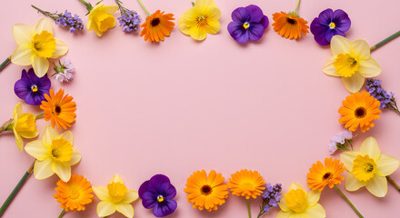 Fototapeta premium Colorful spring summer flower border | Flowers Border| Flower Background| Flower Flowers| Border Background