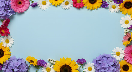 Obraz premium Colorful spring summer flower border | Flowers Border| Flower Background| Flower Flowers| Border Background