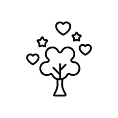 Love Tree Icon With Hearts And Stars Symbolic Design For Creative Projects And Design Templates