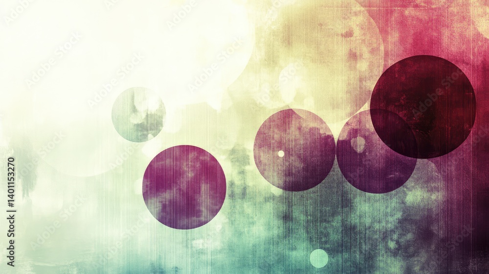 Poster abstract colorful background with circles and texture effects