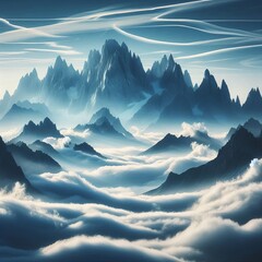 Ethereal surrounded by floating clouds