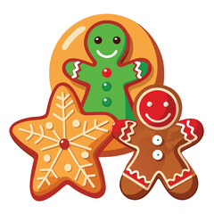 Christmas gingerbread cookies isolated on white background