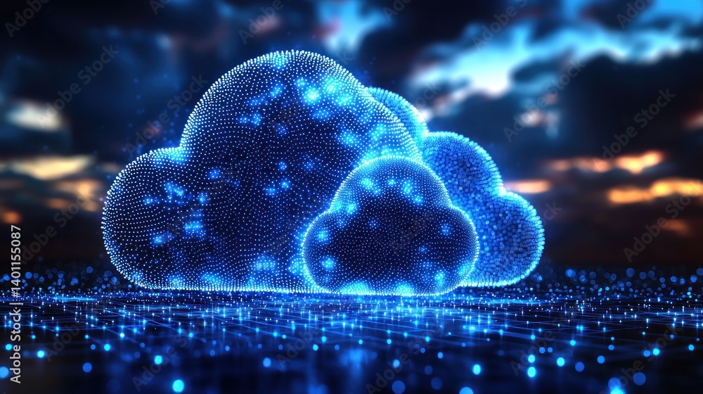 Aufkleber digital cloud network: a futuristic representation of cloud computing