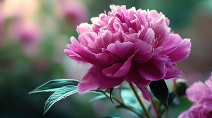 Fototapeta premium Beautiful peony flower in soft light during spring