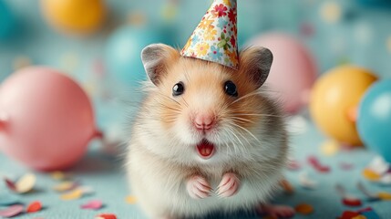 Happy Hamster Birthday Party Celebration