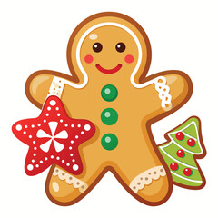 Christmas gingerbread cookies isolated on white background