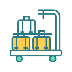 Obraz premium Luggage Trolley with Suitcases Icon Design