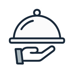 Room Service Tray with Food Cover Icon Design