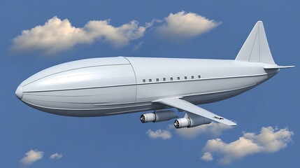 Futuristic white plane in the sky