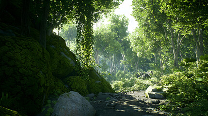 Fototapeta premium Pixel Art Forest Pathway