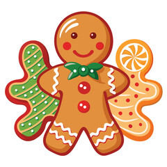 Christmas gingerbread cookies isolated on white background