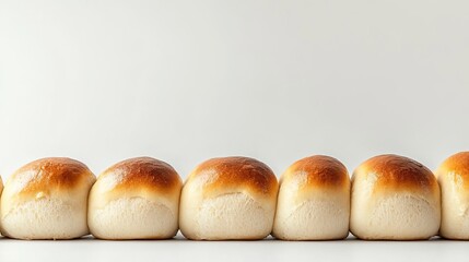 Freshly Baked Soft Rolls on White Background for Culinary Use