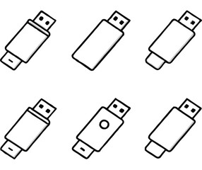 USB Flash Drives: A clean, modern, minimalist array of USB flash drive illustrations on a bright background. Capturing the simplicity and essence of portable data storage.