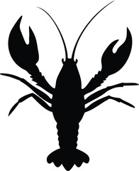 Silhouette of a Crawfish with Intricate Details and Transparent Background