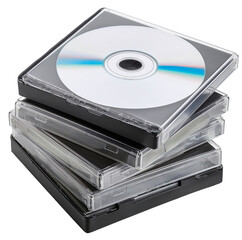pile of disk cases isolated on white background
