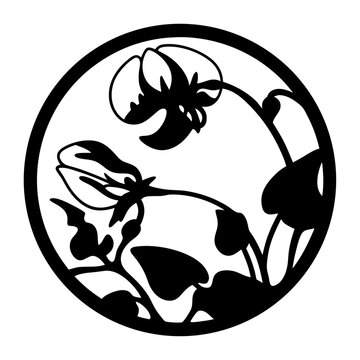 recommend clip art: Black and white illustration of sweet pea , flower silhouette vector designs.