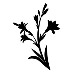 Fototapeta premium Silhouette of a Elegant Flower Stem with Multiple Blooms and Leaves
