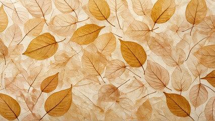 transparent autumn leaves pattern design on a vintage, Generative AI
