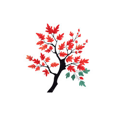 Fototapeta premium tree with red leaves vector art with white background