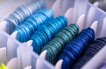Close up of Cotton Thread in Various Colors