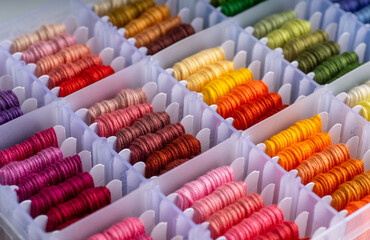 Close up of Cotton Thread in Various Colors