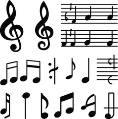 Music Note Icons Set | Music Notes and Symbols Set | Vector music logo with abstract design, music note icon for branding | Musical Note icon set