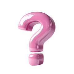 Naklejka premium Glossy Pink Question Mark on Transparent Background