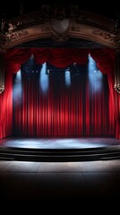 Empty Stage, Red Curtains