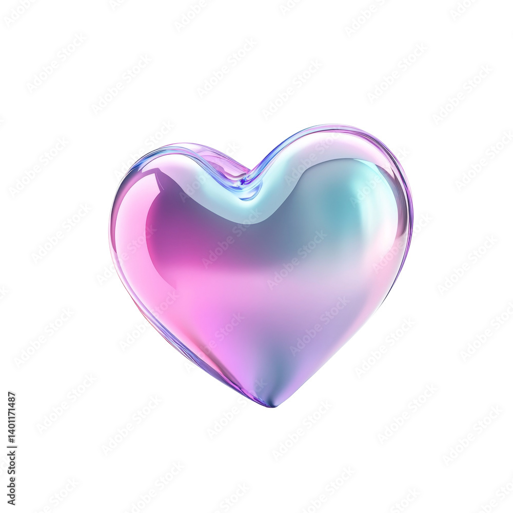 Poster liquid abstract colorful heart shape with glossy surface and smooth texture design
