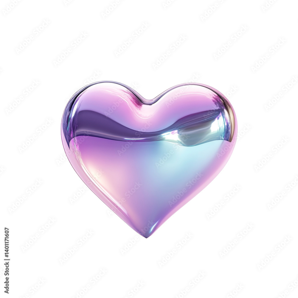 Poster liquid abstract heart with colorful gradient and smooth glossy finish effect with bright reflection