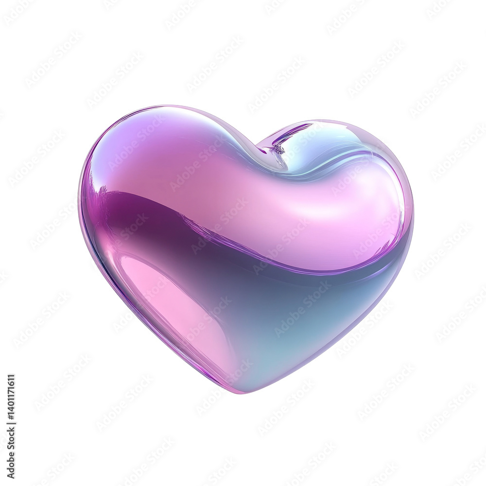 Poster liquid abstract heart with iridescent colors and soft shapes for modern design concepts