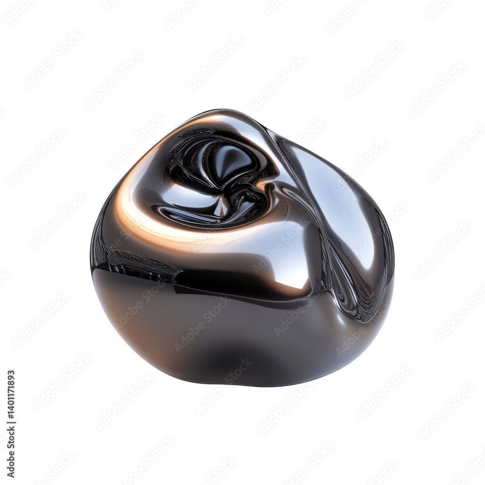 Aufkleber liquid abstract shape in smooth metallic finish with shiny reflections and fluid curves